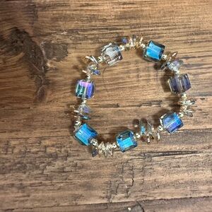 Elegant Blue and Gold Beaded Bracelet